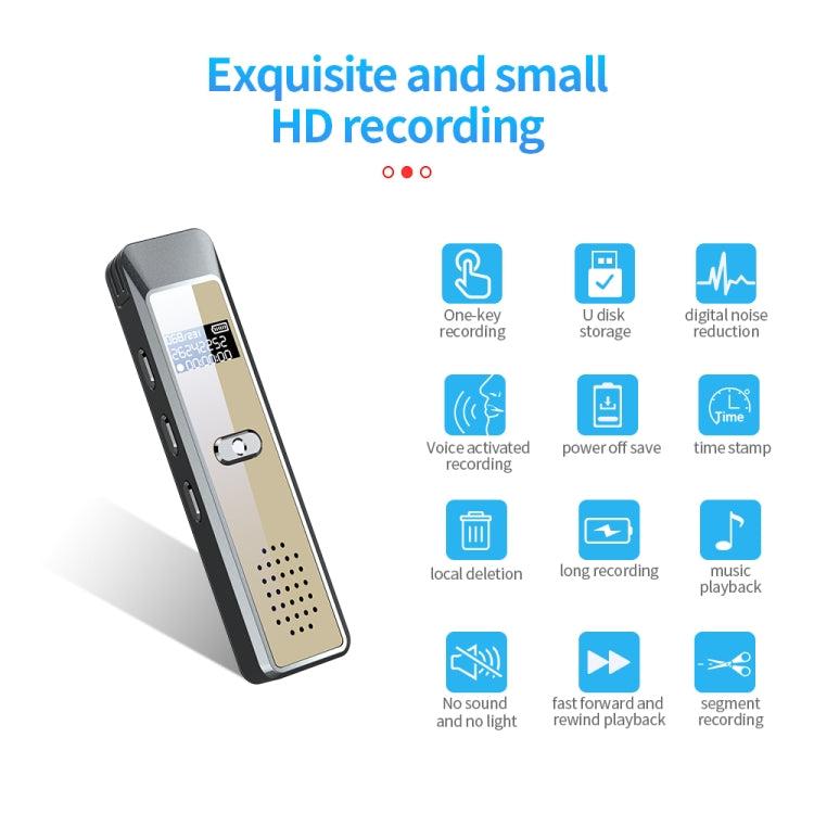 JNN Q7 Mini Portable Voice Recorder with OLED Screen, Memory:16GB(Grey+Gold) - Recording Pen by JNN | Online Shopping South Africa | PMC TechLife | Buy Now Pay Later Mobicred