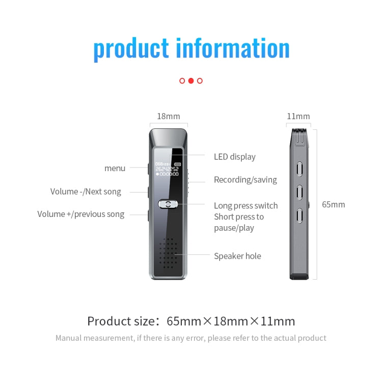 JNN Q7 Mini Portable Voice Recorder with OLED Screen, Memory:16GB(Metal Gray) - Recording Pen by JNN | Online Shopping South Africa | PMC TechLife | Buy Now Pay Later Mobicred
