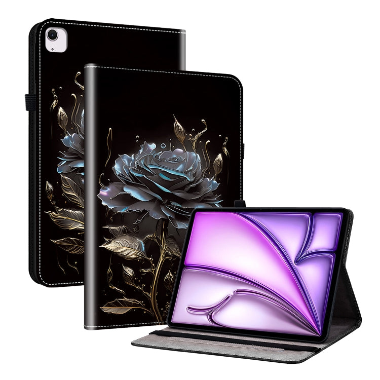 For iPad Air 13 2024 Crystal Texture Painted Leather Smart Tablet Case(Black Rose) - iPad Air 13 2024 Cases by PMC TechLife | Online Shopping South Africa | PMC TechLife | Buy Now Pay Later Mobicred