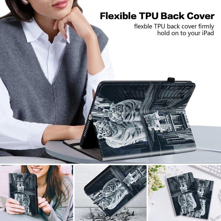 For iPad Air 13 2024 Crystal Texture Painted Leather Smart Tablet Case(Cat Reflection Tiger) - iPad Air 13 2024 Cases by PMC TechLife | Online Shopping South Africa | PMC TechLife | Buy Now Pay Later Mobicred