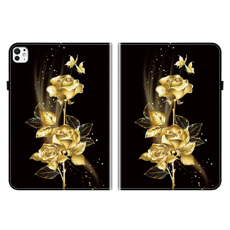 For iPad Pro 11 2024 Crystal Texture Painted Leather Smart Tablet Case(Gold Butterfly Rose) - iPad Pro 11 2024 Cases by PMC TechLife | Online Shopping South Africa | PMC TechLife | Buy Now Pay Later Mobicred
