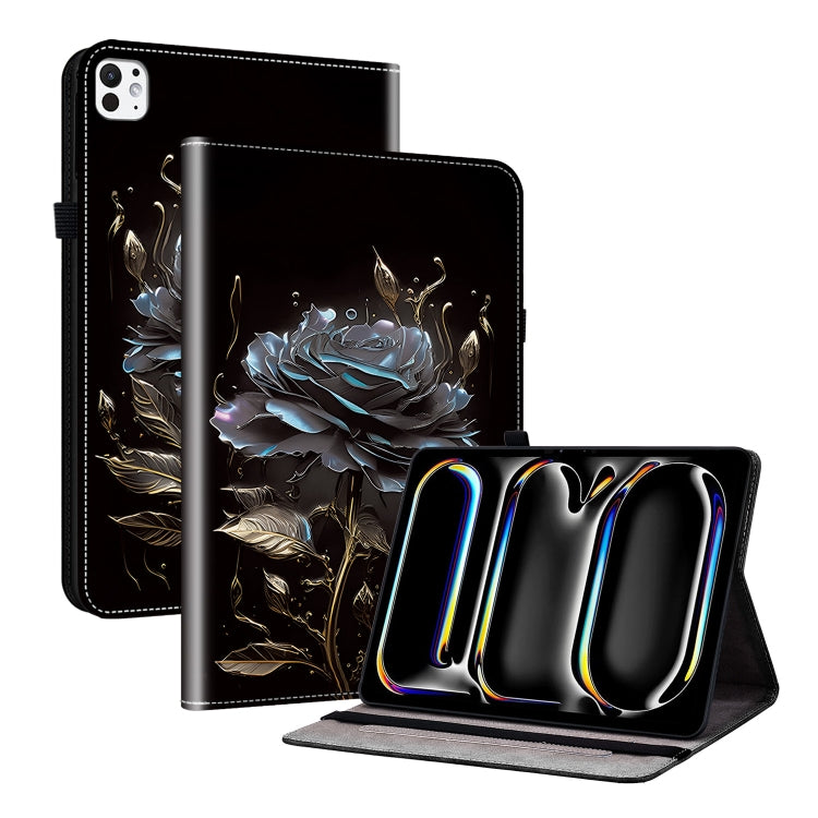 For iPad Pro 11 2024 Crystal Texture Painted Leather Smart Tablet Case(Black Rose) - iPad Pro 11 2024 Cases by PMC TechLife | Online Shopping South Africa | PMC TechLife | Buy Now Pay Later Mobicred