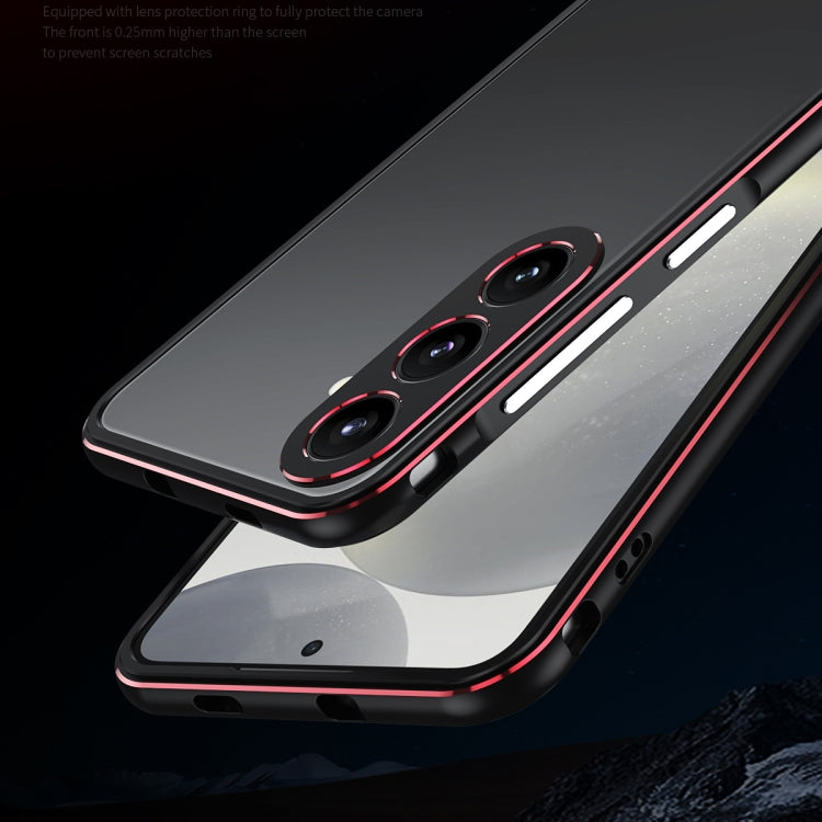 For Samsung Galaxy S24 5G Aurora Series Lens Protector + Metal Frame Phone Case(Black Blue) - free shipping - PMC Jewellery - Order now!