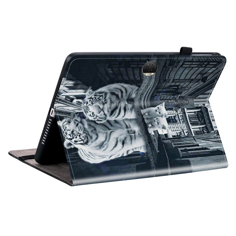 For Honor Pad 9 12.1 Crystal Texture Painted Leather Tablet Case(Cat Reflection Tiger) - Honor by PMC TechLife | Online Shopping South Africa | PMC TechLife | Buy Now Pay Later Mobicred