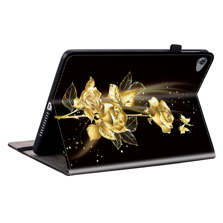 For Huawei MediaPad M5 Lite 10 / C5 10.1 Crystal Texture Painted Leather Smart Tablet Case(Gold Butterfly Rose) - Huawei by PMC TechLife | Online Shopping South Africa | PMC TechLife | Buy Now Pay Later Mobicred
