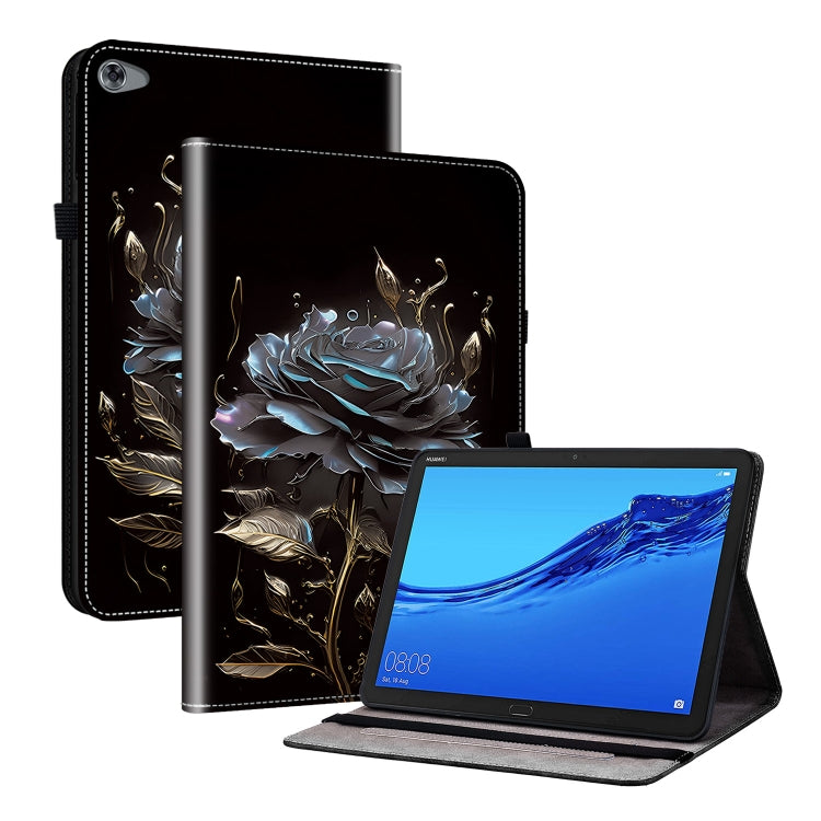 For Huawei MediaPad M5 Lite 10 / C5 10.1 Crystal Texture Painted Leather Smart Tablet Case(Black Rose) - free shipping - PMC TechLife - Order now!