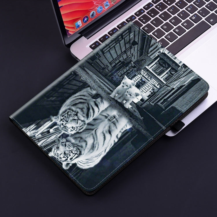 For Huawei MediaPad M5 Lite 10 / C5 10.1 Crystal Texture Painted Leather Smart Tablet Case(Cat Reflection Tiger) - Huawei by PMC TechLife | Online Shopping South Africa | PMC TechLife | Buy Now Pay Later Mobicred