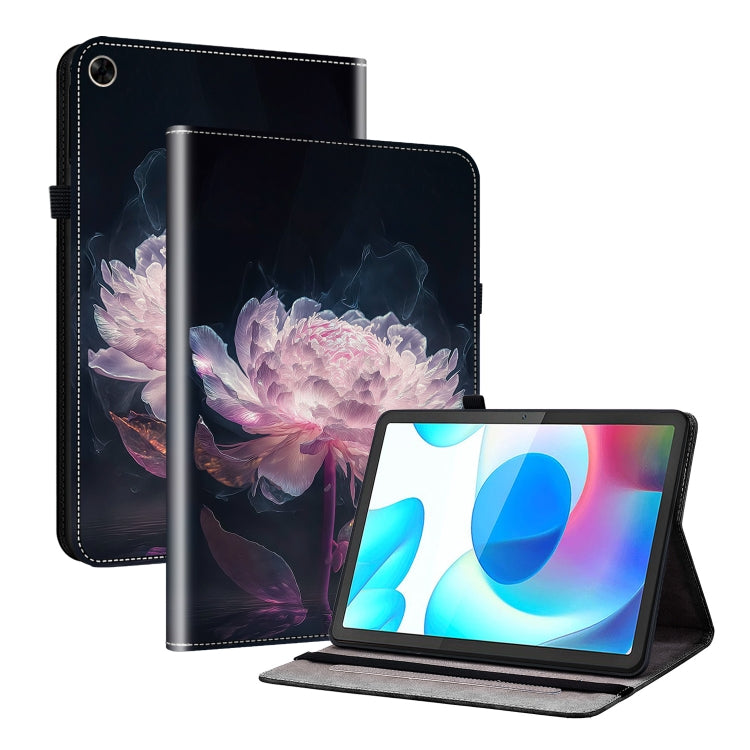 For Realme Pad 10.4 Crystal Texture Painted Leather Tablet Case(Purple Peony) - Realme by PMC TechLife | Online Shopping South Africa | PMC TechLife | Buy Now Pay Later Mobicred