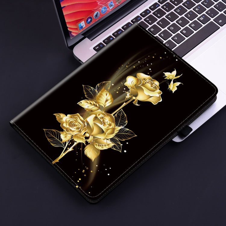For Realme Pad X Crystal Texture Painted Leather Tablet Case(Gold Butterfly Rose) - Realme by PMC TechLife | Online Shopping South Africa | PMC TechLife | Buy Now Pay Later Mobicred