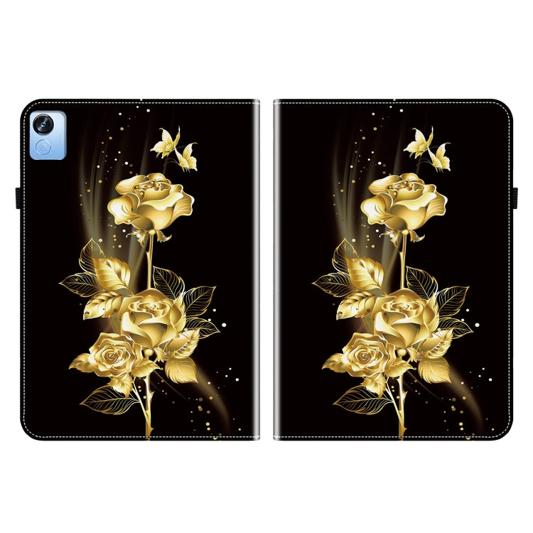 For Realme Pad X Crystal Texture Painted Leather Tablet Case(Gold Butterfly Rose) - Realme by PMC TechLife | Online Shopping South Africa | PMC TechLife | Buy Now Pay Later Mobicred