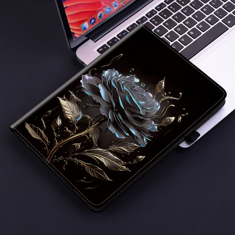 For Nokia T20 10.4 2021 Crystal Texture Painted Leather Tablet Case(Black Rose) - Nokia by PMC TechLife | Online Shopping South Africa | PMC TechLife | Buy Now Pay Later Mobicred