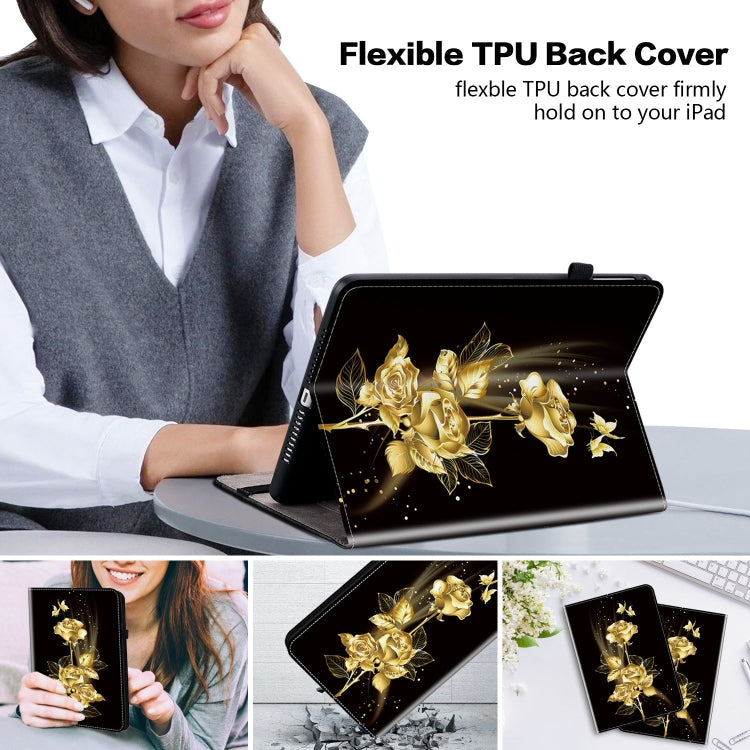 For Amazon Fire HD 10 2019/2017 Crystal Texture Painted Leather Smart Tablet Case(Gold Butterfly Rose) - Amazon by PMC TechLife | Online Shopping South Africa | PMC TechLife | Buy Now Pay Later Mobicred