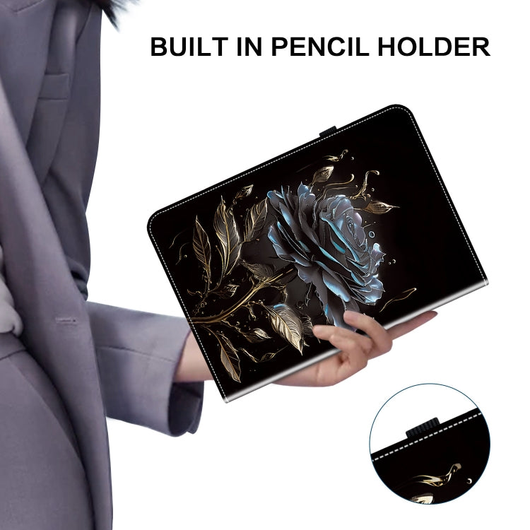 For Amazon Fire HD10 / HD10 Plus 2021 Crystal Texture Painted Leather Smart Tablet Case(Black Rose) - Amazon by PMC TechLife | Online Shopping South Africa | PMC TechLife | Buy Now Pay Later Mobicred