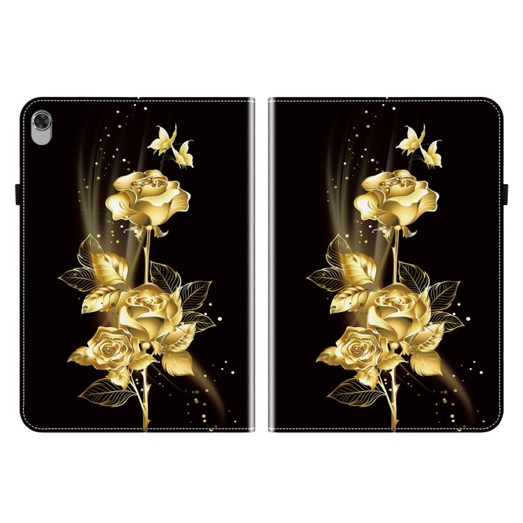 For Lenovo M10 Plus 10.3 Crystal Texture Painted Leather Tablet Case(Gold Butterfly Rose) - Lenovo by PMC TechLife | Online Shopping South Africa | PMC TechLife | Buy Now Pay Later Mobicred
