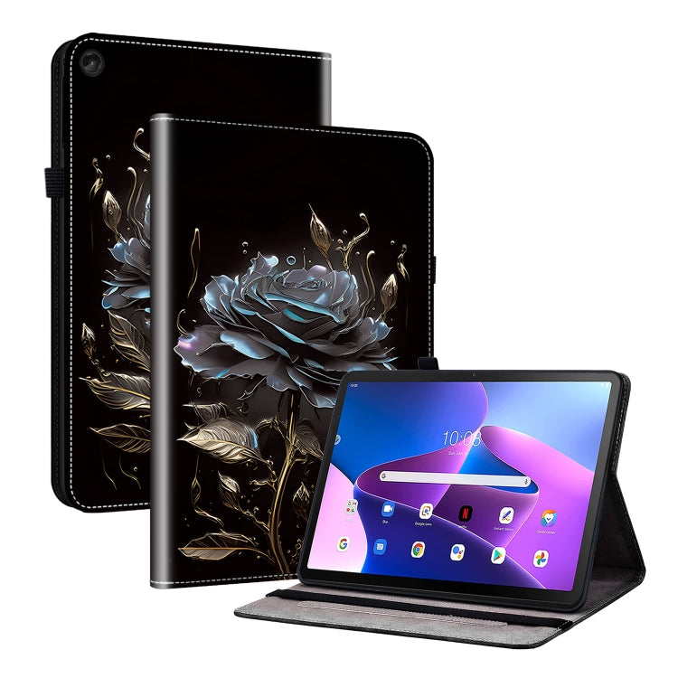 For Lenovo Tab M10 Plus HD 10.6 3rd Gen Crystal Texture Painted Leather Tablet Case(Black Rose) - Lenovo by PMC TechLife | Online Shopping South Africa | PMC TechLife | Buy Now Pay Later Mobicred