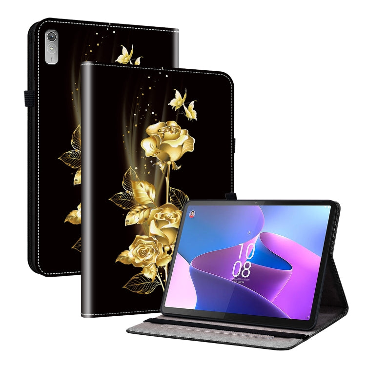 For Lenovo Tab P11 Gen 2 11.5 Crystal Texture Painted Leather Tablet Case(Gold Butterfly Rose) - Lenovo by PMC TechLife | Online Shopping South Africa | PMC TechLife | Buy Now Pay Later Mobicred