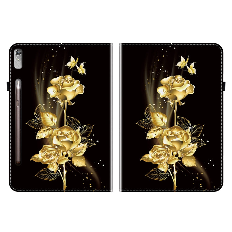 For Lenovo Tab P11 Pro Gen 2 11.2 Crystal Texture Painted Leather Tablet Case(Gold Butterfly Rose) - Lenovo by PMC TechLife | Online Shopping South Africa | PMC TechLife | Buy Now Pay Later Mobicred