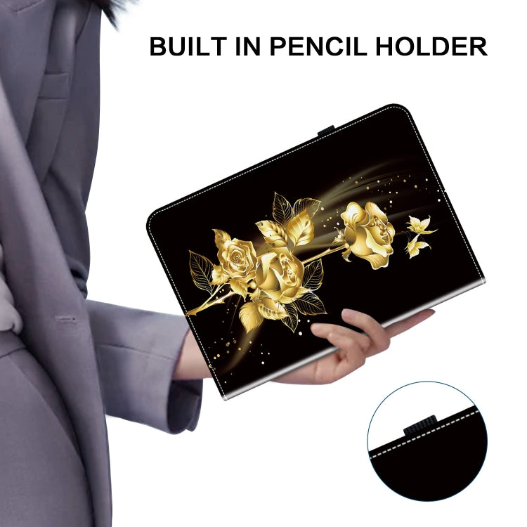 For Lenovo Tab P11 / Xiaoxin Pad Plus Crystal Texture Painted Leather Tablet Case(Gold Butterfly Rose) - free shipping - PMC TechLife - Order now!