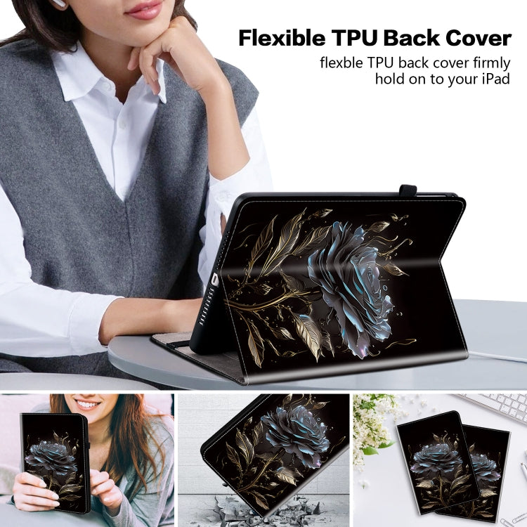 For Lenovo Tab K11 Plus Crystal Texture Painted Leather Tablet Case(Black Rose) - Lenovo by PMC TechLife | Online Shopping South Africa | PMC TechLife | Buy Now Pay Later Mobicred