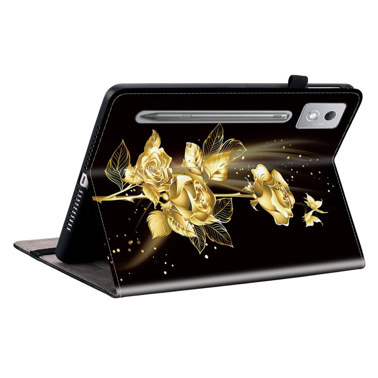For Lenovo Tab P12 12.7 2025 Crystal Texture Painted Leather Tablet Case(Gold Butterfly Rose) - Lenovo by PMC TechLife | Online Shopping South Africa | PMC TechLife | Buy Now Pay Later Mobicred