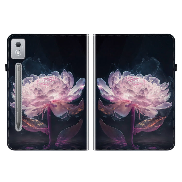 For Lenovo Tab P12 12.7 2025 Crystal Texture Painted Leather Tablet Case(Purple Peony) - Lenovo by PMC TechLife | Online Shopping South Africa | PMC TechLife | Buy Now Pay Later Mobicred