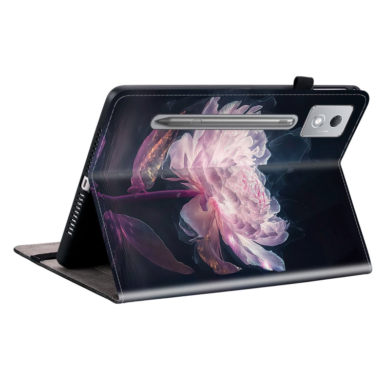 For Lenovo Tab P12 12.7 2025 Crystal Texture Painted Leather Tablet Case(Purple Peony) - Lenovo by PMC TechLife | Online Shopping South Africa | PMC TechLife | Buy Now Pay Later Mobicred