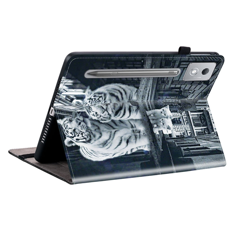 For Lenovo Tab P12 12.7 2025 Crystal Texture Painted Leather Tablet Case(Cat Reflection Tiger) - Lenovo by PMC TechLife | Online Shopping South Africa | PMC TechLife | Buy Now Pay Later Mobicred