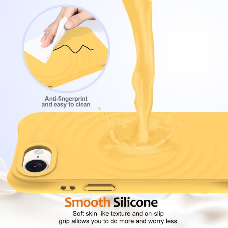 For iPhone 16e Wave Texture MagSafe Magnetic Liquid Silicone Phone Case(Yellow) - iPhone 16e Cases by PMC TechLife | Online Shopping South Africa | PMC TechLife | Buy Now Pay Later Mobicred