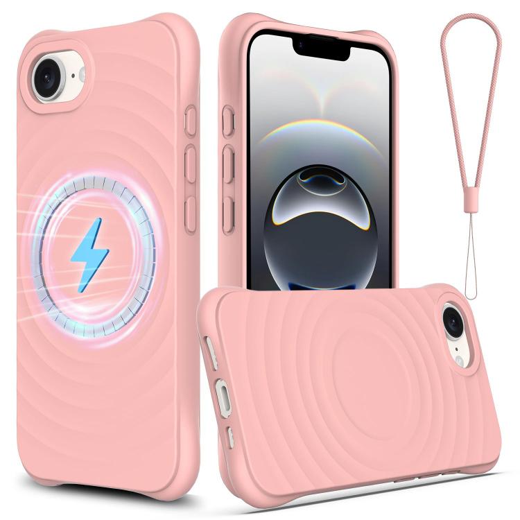For iPhone 16e Wave Texture MagSafe Magnetic Liquid Silicone Phone Case(Pink) - iPhone 16e Cases by PMC TechLife | Online Shopping South Africa | PMC TechLife | Buy Now Pay Later Mobicred