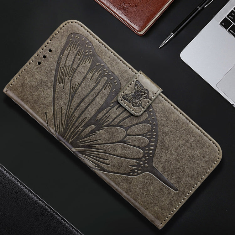 For Realme C67 5G India/Narzo 60x Global Embossed Butterfly Leather Phone Case(Grey) - C67 Cases by PMC TechLife | Online Shopping South Africa | PMC TechLife | Buy Now Pay Later Mobicred