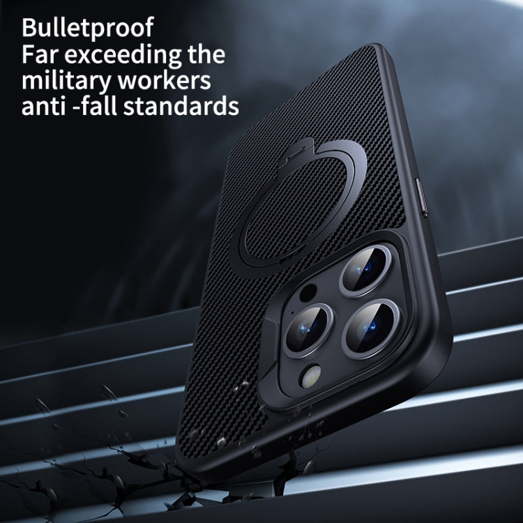 For iPhone 16 Pro Max Double Ring MagSafe Holder Carbon Fiber Phone Case(Silver) - iPhone 16 Pro Max Cases by PMC TechLife | Online Shopping South Africa | PMC TechLife | Buy Now Pay Later Mobicred