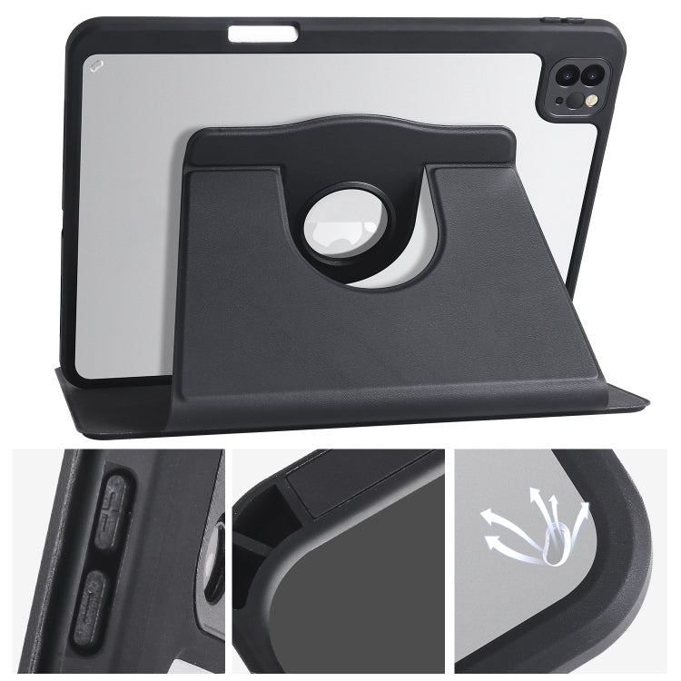 For iPad Air 11 2024 Acrylic 360 Degree Rotation Holder Leather Tablet Case(Black) - iPad Air 11 2024 Cases by PMC TechLife | Online Shopping South Africa | PMC TechLife | Buy Now Pay Later Mobicred