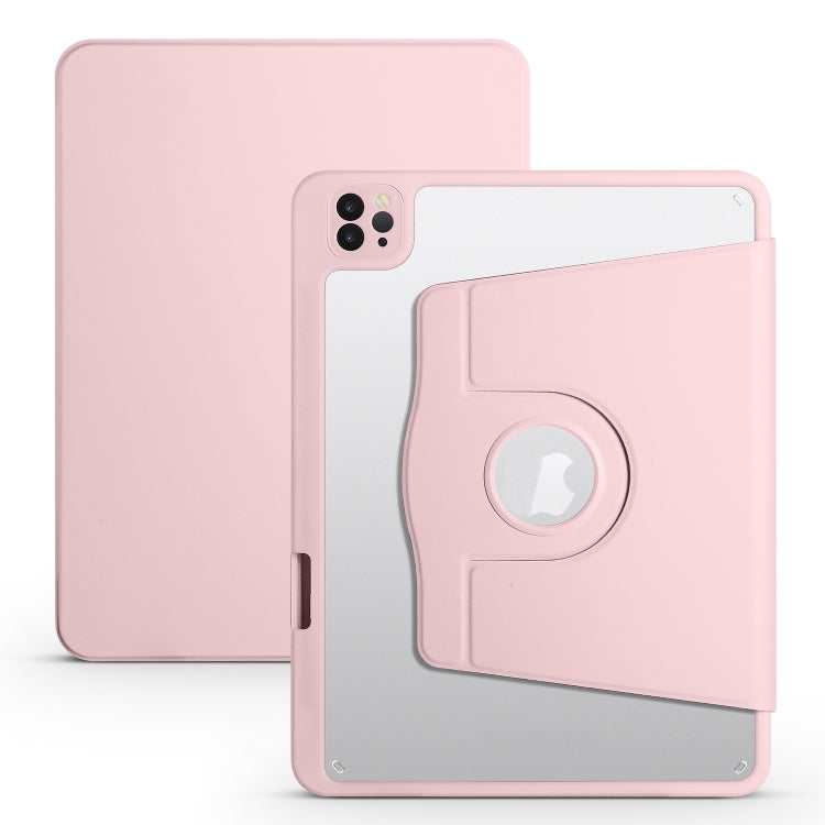 For iPad Air 11 2024 Acrylic 360 Degree Rotation Holder Leather Tablet Case(Sand Pink) - iPad Air 11 2024 Cases by PMC TechLife | Online Shopping South Africa | PMC TechLife | Buy Now Pay Later Mobicred