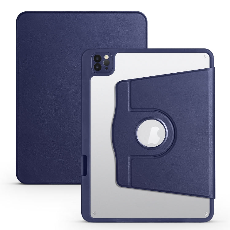 For iPad Air 11 2025 / 2024 Acrylic 360 Degree Rotation Holder Leather Tablet Case(Dark Blue) - More iPad Cases by PMC TechLife | Online Shopping South Africa | PMC TechLife | Buy Now Pay Later Mobicred
