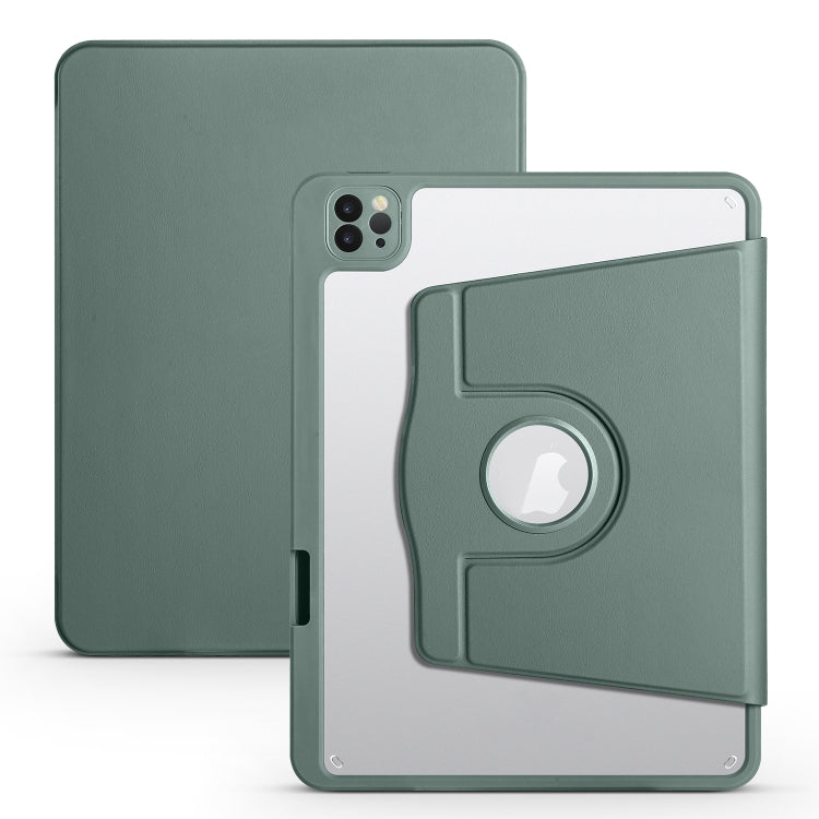 For iPad Air 11 2025 / 2024 Acrylic 360 Degree Rotation Holder Leather Tablet Case(Pine Green) - More iPad Cases by PMC TechLife | Online Shopping South Africa | PMC TechLife | Buy Now Pay Later Mobicred