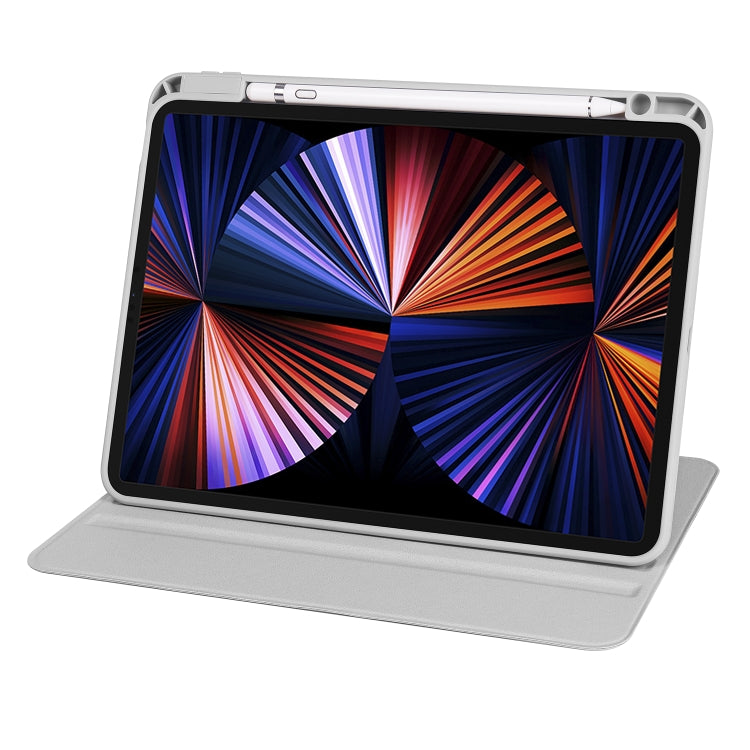 For iPad Air 11 2024 Acrylic 360 Degree Rotation Holder Leather Tablet Case(Fog Grey) - iPad Air 11 2024 Cases by PMC TechLife | Online Shopping South Africa | PMC TechLife | Buy Now Pay Later Mobicred