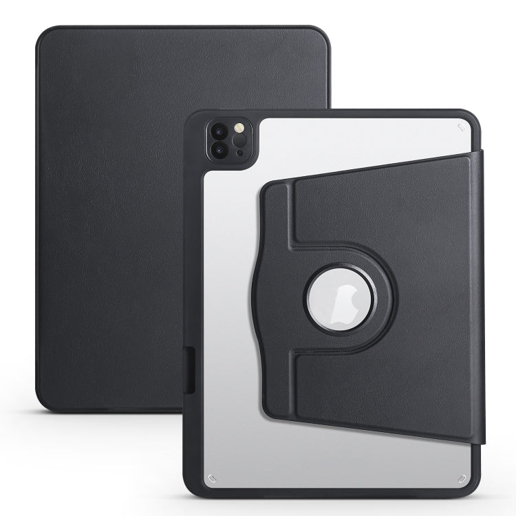 For iPad Air 13 2024 Acrylic 360 Degree Rotation Holder Leather Tablet Case(Black) - iPad Air 13 2024 Cases by PMC TechLife | Online Shopping South Africa | PMC TechLife | Buy Now Pay Later Mobicred