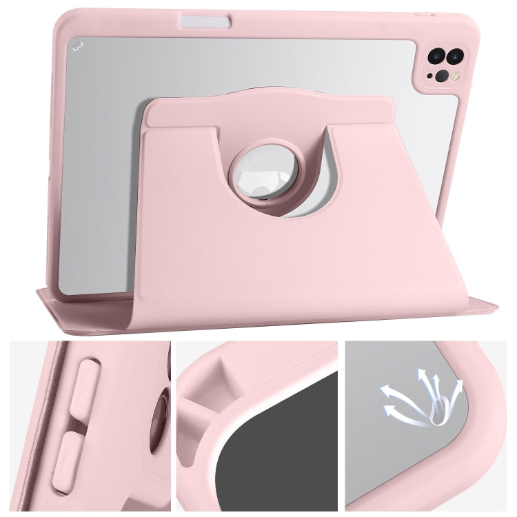 For iPad Air 13 2024 Acrylic 360 Degree Rotation Holder Leather Tablet Case(Sand Pink) - iPad Air 13 2024 Cases by PMC TechLife | Online Shopping South Africa | PMC TechLife | Buy Now Pay Later Mobicred