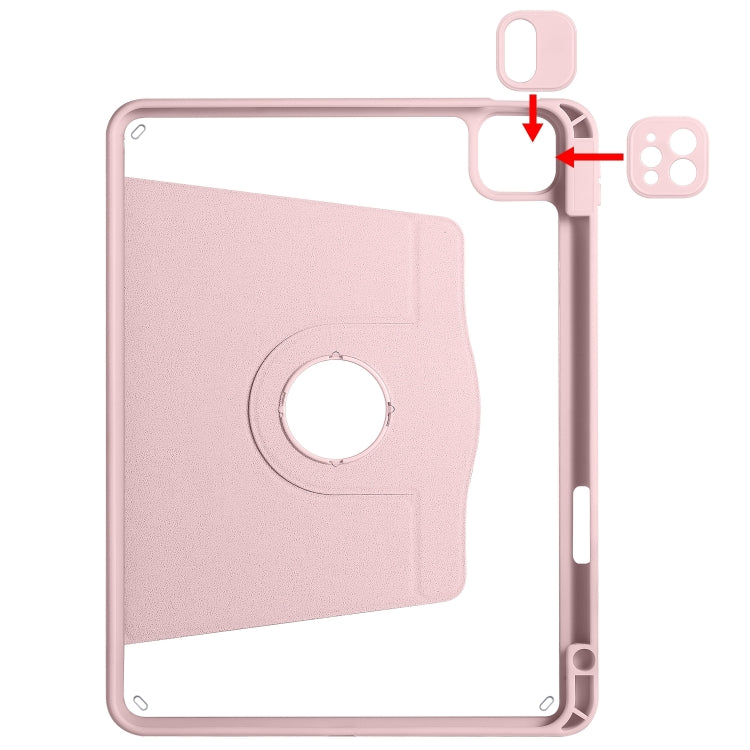For iPad Air 13 2024 Acrylic 360 Degree Rotation Holder Leather Tablet Case(Sand Pink) - iPad Air 13 2024 Cases by PMC TechLife | Online Shopping South Africa | PMC TechLife | Buy Now Pay Later Mobicred