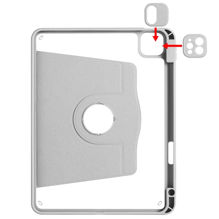 For iPad Air 13 2025 / 2024 Acrylic 360 Degree Rotation Holder Leather Tablet Case(Fog Grey) - More iPad Cases by PMC TechLife | Online Shopping South Africa | PMC TechLife | Buy Now Pay Later Mobicred