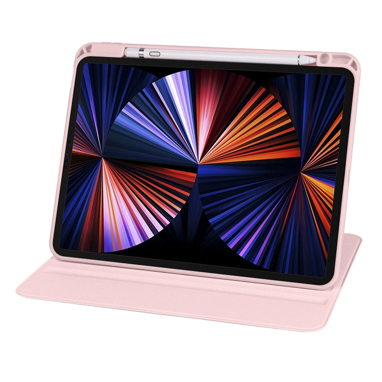 For iPad Pro 11 2024 Acrylic 360 Degree Rotation Holder Leather Tablet Case(Sand Pink) - iPad Pro 11 2024 Cases by PMC TechLife | Online Shopping South Africa | PMC TechLife | Buy Now Pay Later Mobicred