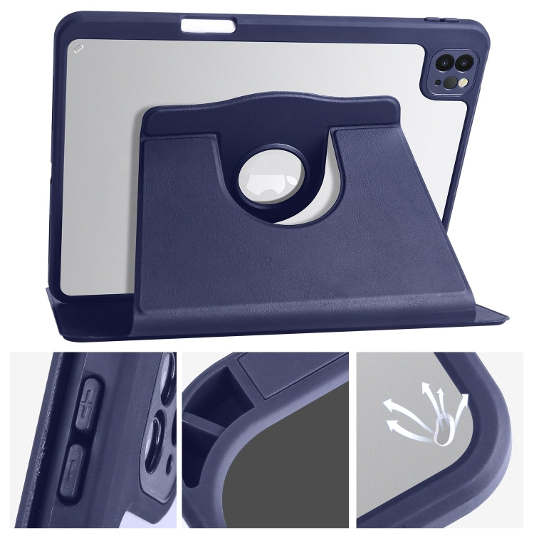 For iPad Pro 11 2024 Acrylic 360 Degree Rotation Holder Leather Tablet Case(Dark Blue) - iPad Pro 11 2024 Cases by PMC TechLife | Online Shopping South Africa | PMC TechLife | Buy Now Pay Later Mobicred
