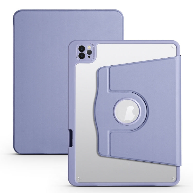 For iPad Pro 11 2024 Acrylic 360 Degree Rotation Holder Leather Tablet Case(Lavender Purple) - iPad Pro 11 2024 Cases by PMC TechLife | Online Shopping South Africa | PMC TechLife | Buy Now Pay Later Mobicred