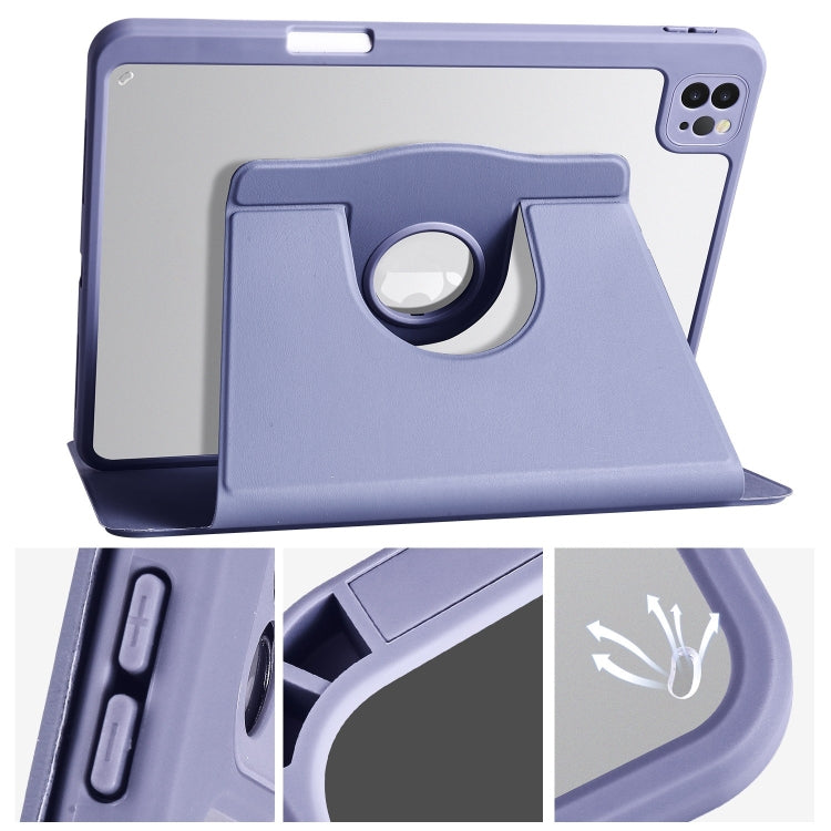 For iPad Pro 11 2024 Acrylic 360 Degree Rotation Holder Leather Tablet Case(Lavender Purple) - iPad Pro 11 2024 Cases by PMC TechLife | Online Shopping South Africa | PMC TechLife | Buy Now Pay Later Mobicred