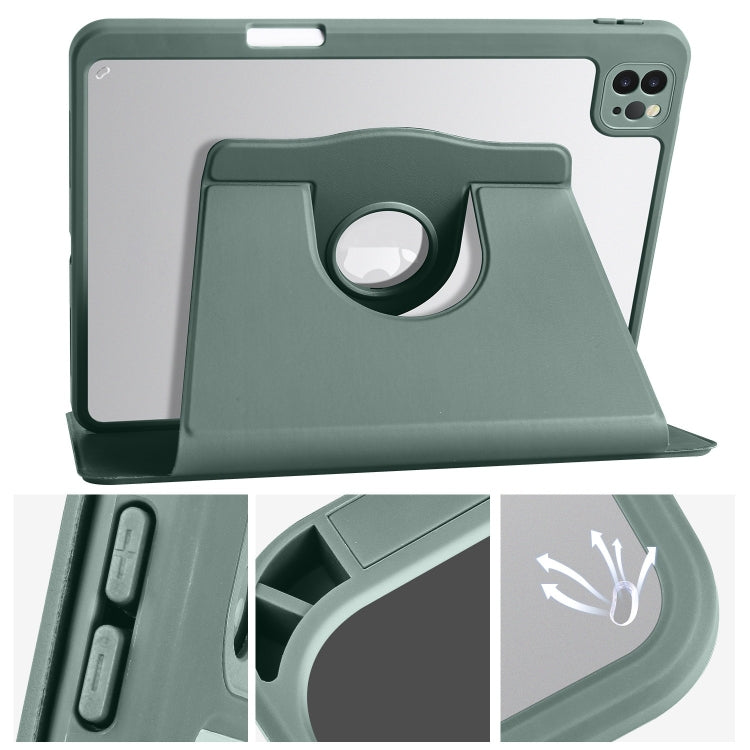 For iPad Pro 13 2024 Acrylic 360 Degree Rotation Holder Leather Tablet Case(Pine Green) - iPad Pro 13 2024 Cases by PMC TechLife | Online Shopping South Africa | PMC TechLife | Buy Now Pay Later Mobicred