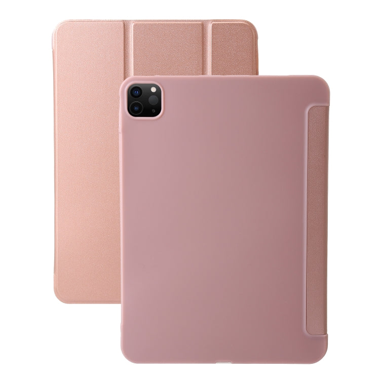 For iPad Pro 13 2024 Three-fold Holder Flip Tablet Leather Case(Rose Gold) - iPad Pro 13 2024 Cases by PMC TechLife | Online Shopping South Africa | PMC TechLife | Buy Now Pay Later Mobicred