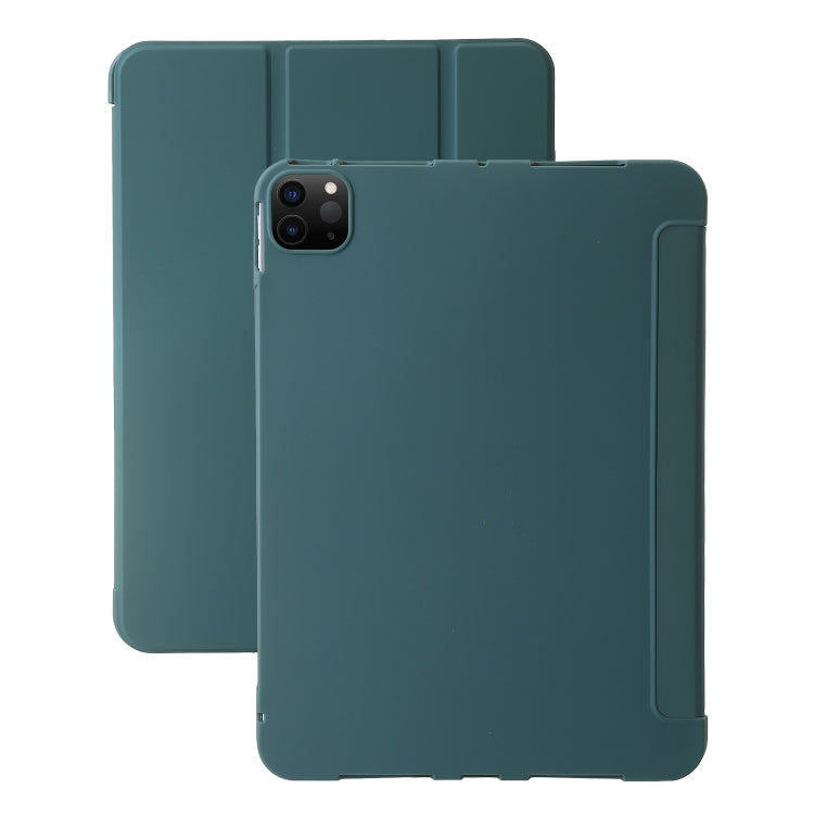 For iPad Pro 13 2024 Three-fold Holder Flip Tablet Leather Case(Dark Green) - iPad Pro 13 2024 Cases by PMC TechLife | Online Shopping South Africa | PMC TechLife | Buy Now Pay Later Mobicred