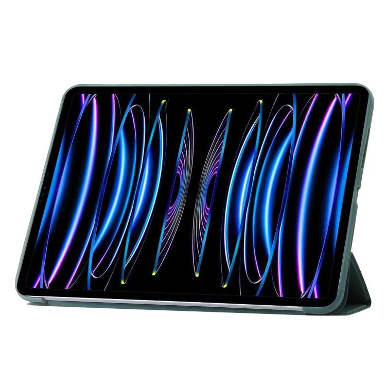 For iPad Pro 13 2024 Three-fold Holder Flip Tablet Leather Case(Dark Green) - iPad Pro 13 2024 Cases by PMC TechLife | Online Shopping South Africa | PMC TechLife | Buy Now Pay Later Mobicred