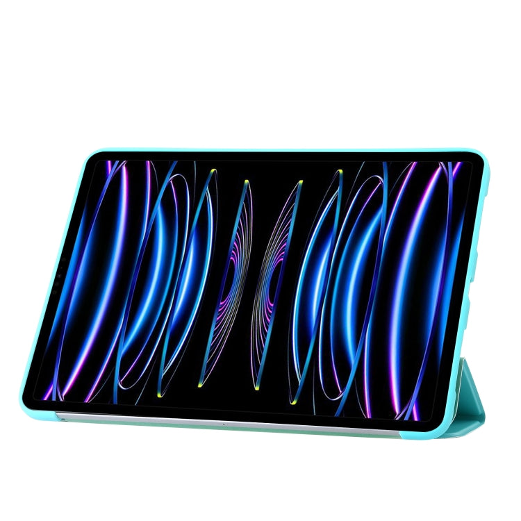For iPad Pro 13 2024 Three-fold Holder Flip Tablet Leather Case(Mint Blue) - iPad Pro 13 2024 Cases by PMC TechLife | Online Shopping South Africa | PMC TechLife | Buy Now Pay Later Mobicred