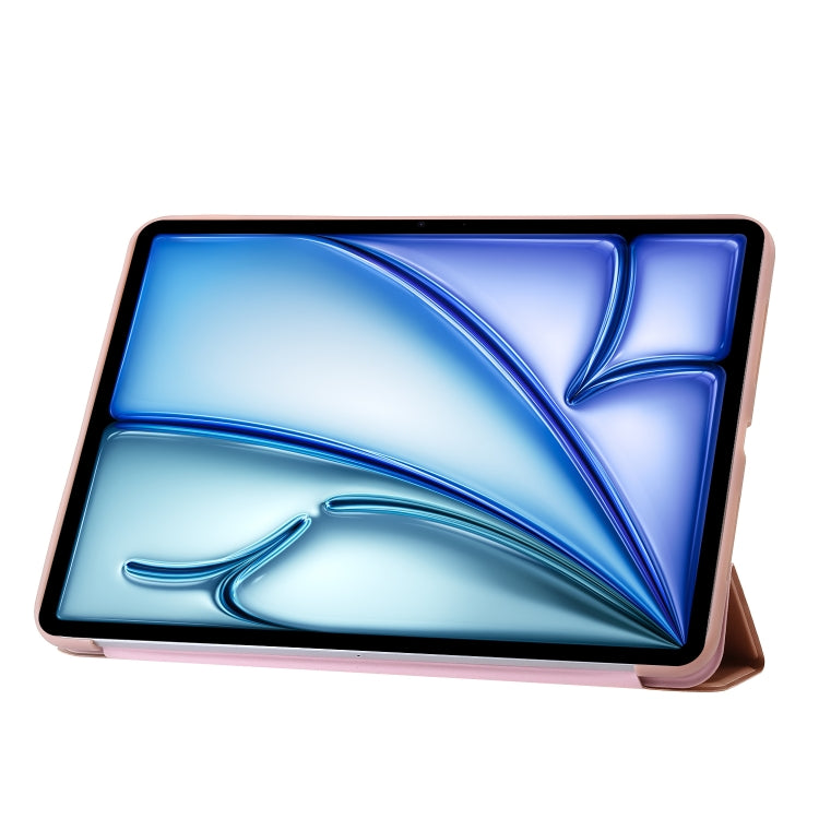For iPad Air 13 2024 Three-fold Holder Flip Tablet Leather Case(Rose Gold) - iPad Air 13 2024 Cases by PMC TechLife | Online Shopping South Africa | PMC TechLife | Buy Now Pay Later Mobicred